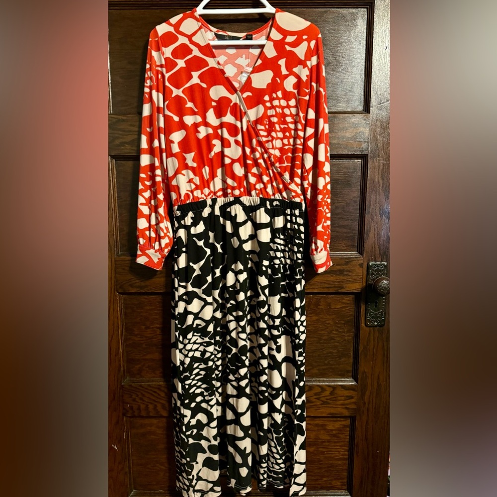 G.I.L.I. Red and Black Long Sleeve Dress, NWT, Size L